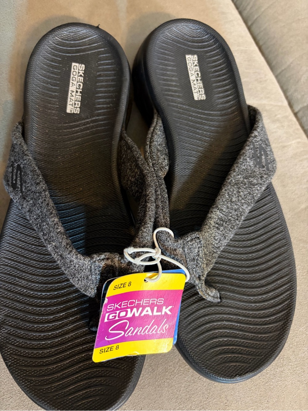 Skechers Gray and Black Slip-On Comfort Sandal